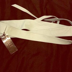 Leather reversible wrap- belt, light blue.